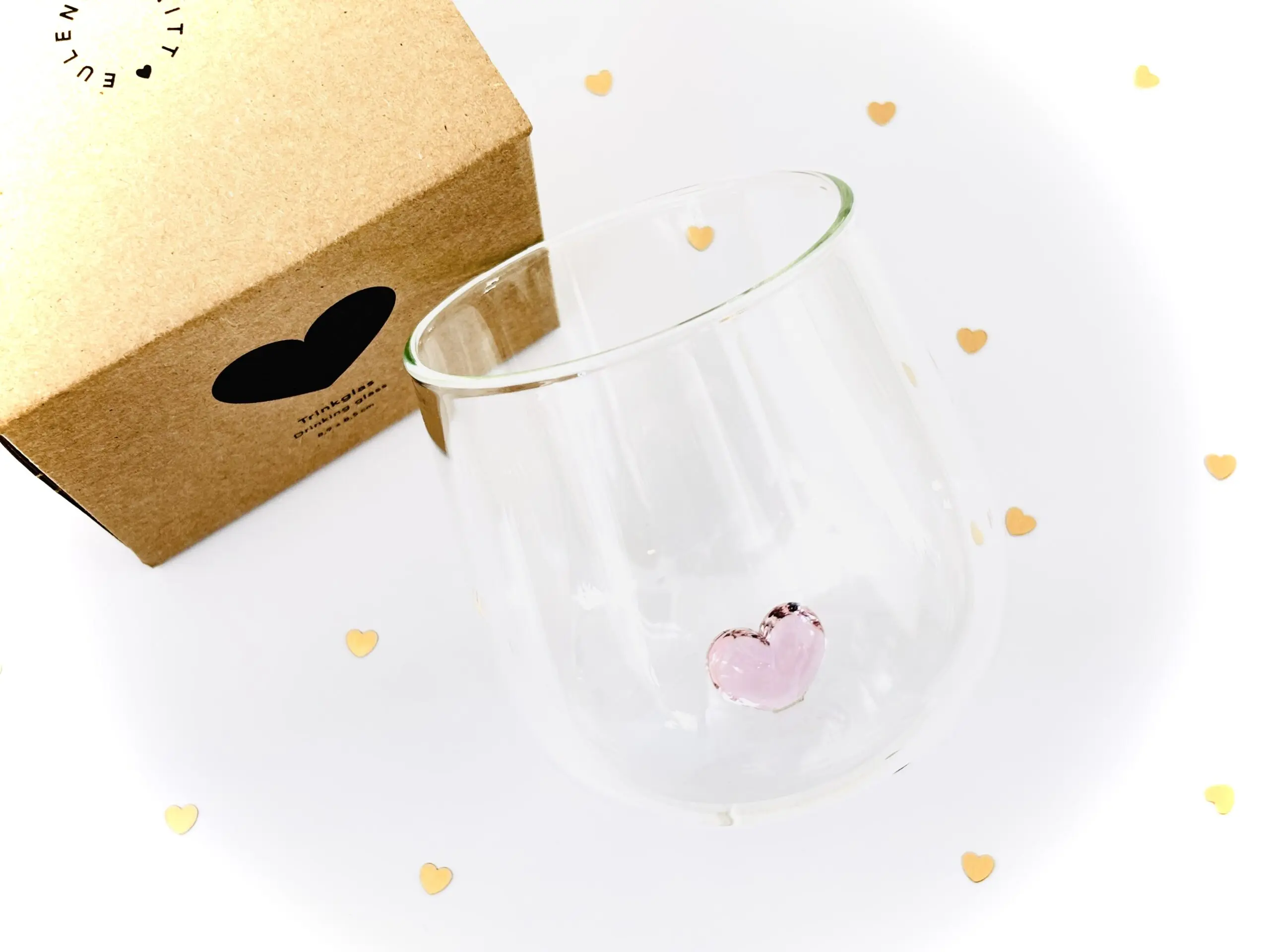 Trinkglas mit Herz als Geschenkidee